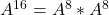 A^{16} = A^8 * A^8