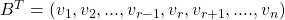 B^T=(v_1,v_2,...,v_{r-1},v_r,v_{r+1},....,v_n)