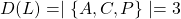 D(L) = \mid \{ A, C, P \} \mid = 3